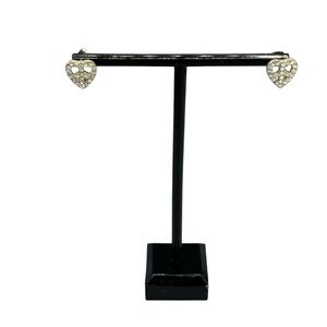 Heart Peace Sign Rhinestone Stud Earrings